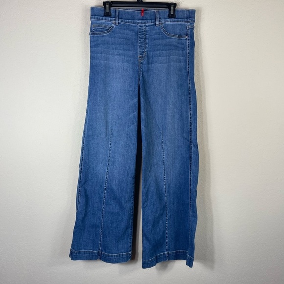 Spanx Wide Leg Front Seam Pull On Jeans Size XL - Picture 3 of 8